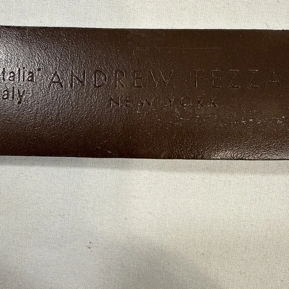 BELTS MEN 34/85CM  ANDREW FEZZA NEW YORK  Brown Hand Made In Italy  ‎ 2537 02